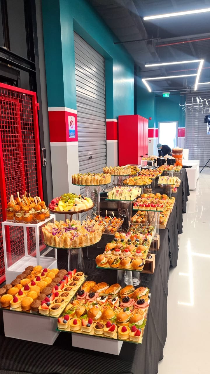 Canapés reception spread at Mercury showroom opening