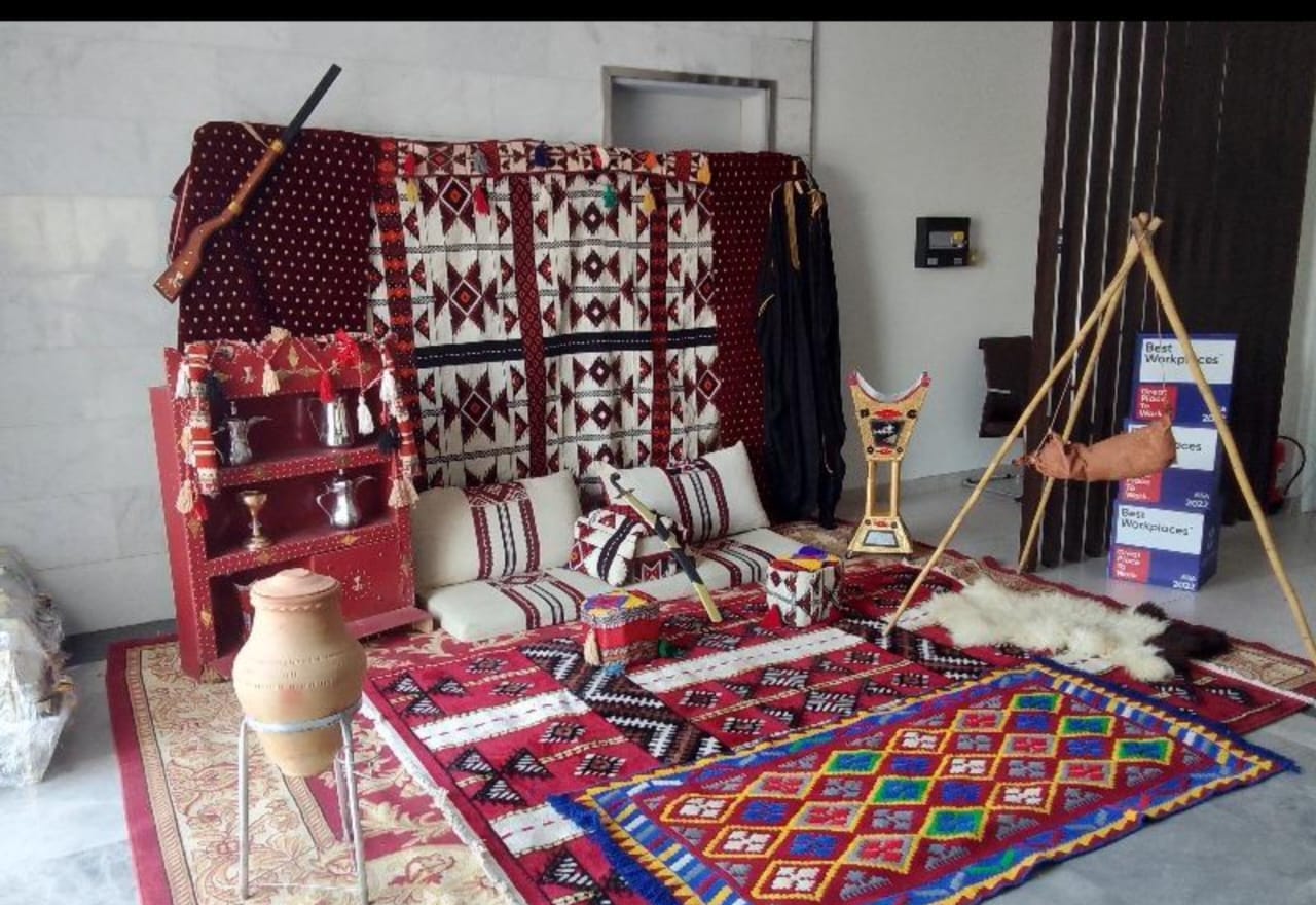 Traditional Saudi majlis heritage corner setup